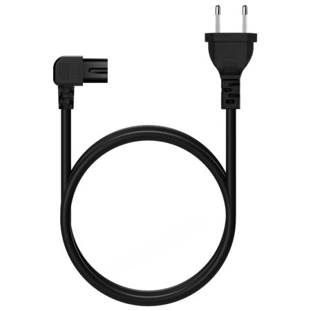 AISENS Cable Alimentación Acodado Forma 8, CEE7/16/M-C7/H, Negro, 1.8M
