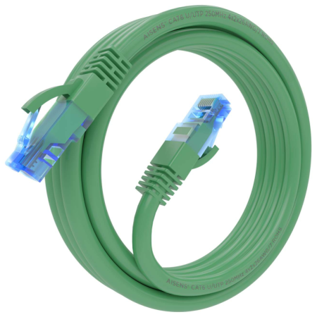 AISENS Cable De Red Latiguillo RJ45 Cat.6 UTP AWG26 CCA, Verde, 3.0 m