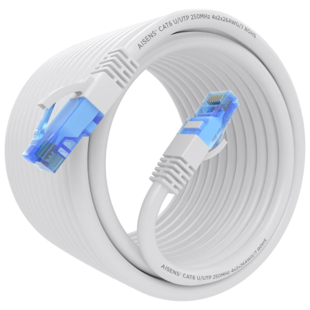 AISENS Cable De Red Latiguillo RJ45 Cat.6 UTP AWG26 CCA, Blanco, 7.5 m