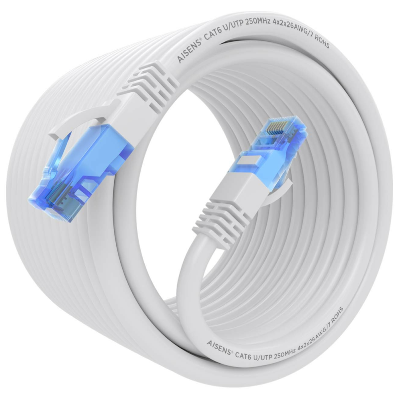 AISENS Cable De Red Latiguillo RJ45 Cat.6 UTP AWG26 CCA, Blanco, 7.5 m