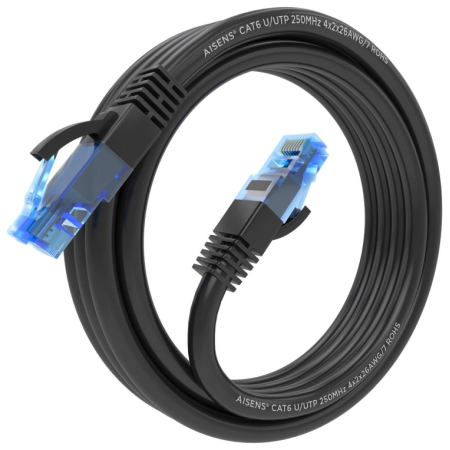 AISENS Cable De Red Latiguillo RJ45 Cat.6 UTP AWG26 CCA, Negro, 3.0 m