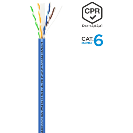 AISENS Cable de Red RJ45 LSZH CPR Dca CAT.6 UTP AWG24, Azul, 100 m