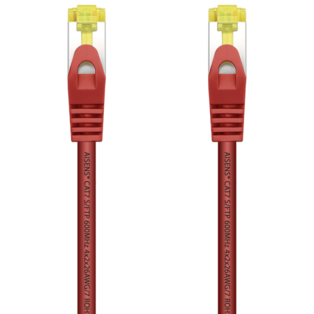AISENS Cable De Red Latiguillo RJ45 LSZH Cat.7 600 MHz S/FTP PIMF AWG26, Rojo, 25 cm