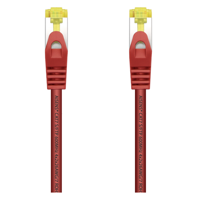 AISENS Cable De Red Latiguillo RJ45 LSZH Cat.7 600 MHz S/FTP PIMF AWG26, Rojo, 25 cm