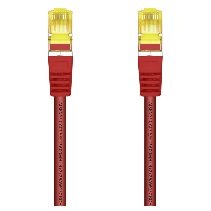 AISENS Cable De Red Latiguillo RJ45 LSZH Cat.7 600 MHz S/FTP PIMF AWG26, Rojo, 25 cm