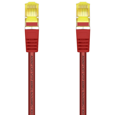 AISENS Cable De Red Latiguillo RJ45 LSZH Cat.7 600 MHz S/FTP PIMF AWG26, Rojo, 1.0 m