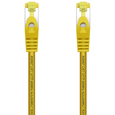 AISENS Cable De Red Latiguillo RJ45 LSZH Cat.7 600 MHz S/FTP PIMF AWG26, Amarillo, 25 cm