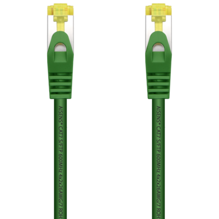 AISENS Cable De Red Latiguillo RJ45 LSZH Cat.7 600 MHz S/FTP PIMF AWG26, Verde, 0.5 m