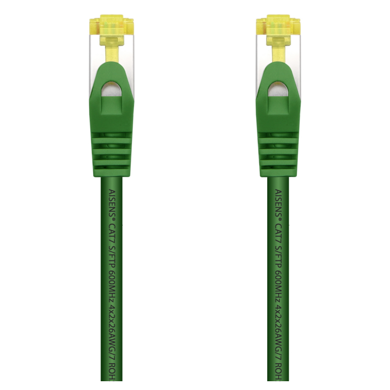 AISENS Cable De Red Latiguillo RJ45 LSZH Cat.7 600 MHz S/FTP PIMF AWG26, Verde, 0.5 m