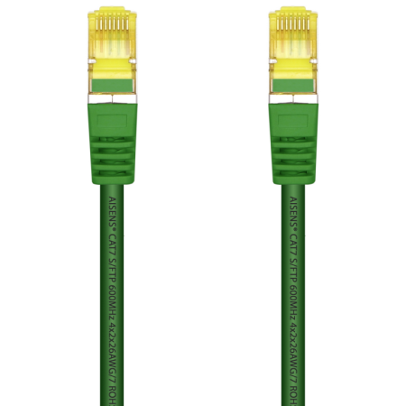 AISENS Cable De Red Latiguillo RJ45 LSZH Cat.7 600 MHz S/FTP PIMF AWG26, Verde, 2.0 m