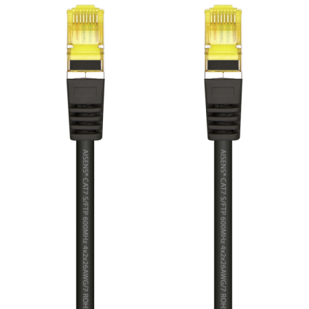 AISENS Cable De Red Latiguillo RJ45 LSZH Cat.7 600 MHz S/FTP PIMF AWG26, Negro, 25 cm