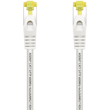 AISENS Cable De Red Latiguillo RJ45 LSZH Cat.7 600 MHz S/FTP PIMF AWG26, Blanco, 1.0 m