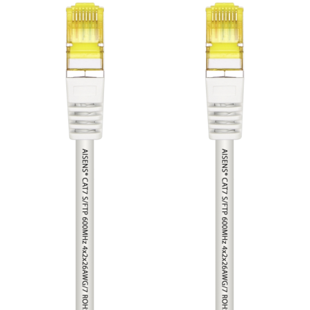 AISENS Cable De Red Latiguillo RJ45 LSZH Cat.7 600 MHz S/FTP PIMF AWG26, Blanco, 1.0 m
