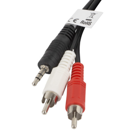 Lanberg CA-MJRC-10CC-0020-BK cable de audio 2 m 3,5mm RCA Negro, Rojo, Blanco