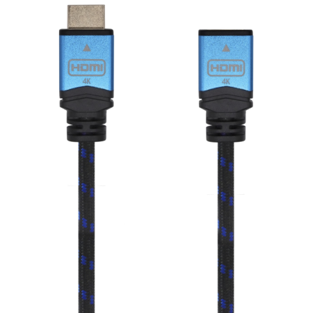 AISENS Cable HDMI V2.0 Prolongador Premium Alta Velocidad / HEC 4K@60Hz 18Gbps, A/M-A/H, Negro/Azul, 2.0m