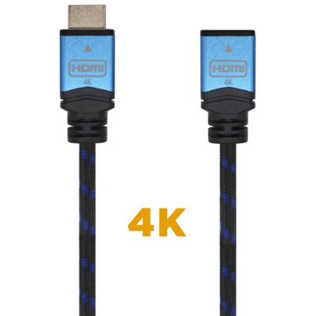 AISENS Cable HDMI V2.0 Prolongador Premium Alta Velocidad / HEC 4K@60Hz 18Gbps, A/M-A/H, Negro/Azul, 2.0m