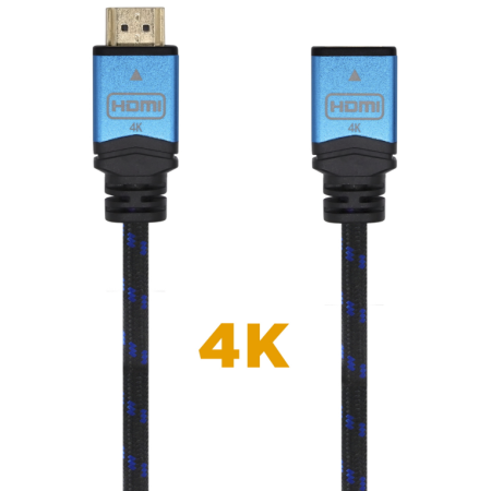 AISENS Cable HDMI V2.0 Prolongador Premium Alta Velocidad / HEC 4K@60Hz 18Gbps, A/M-A/H, Negro/Azul, 2.0m