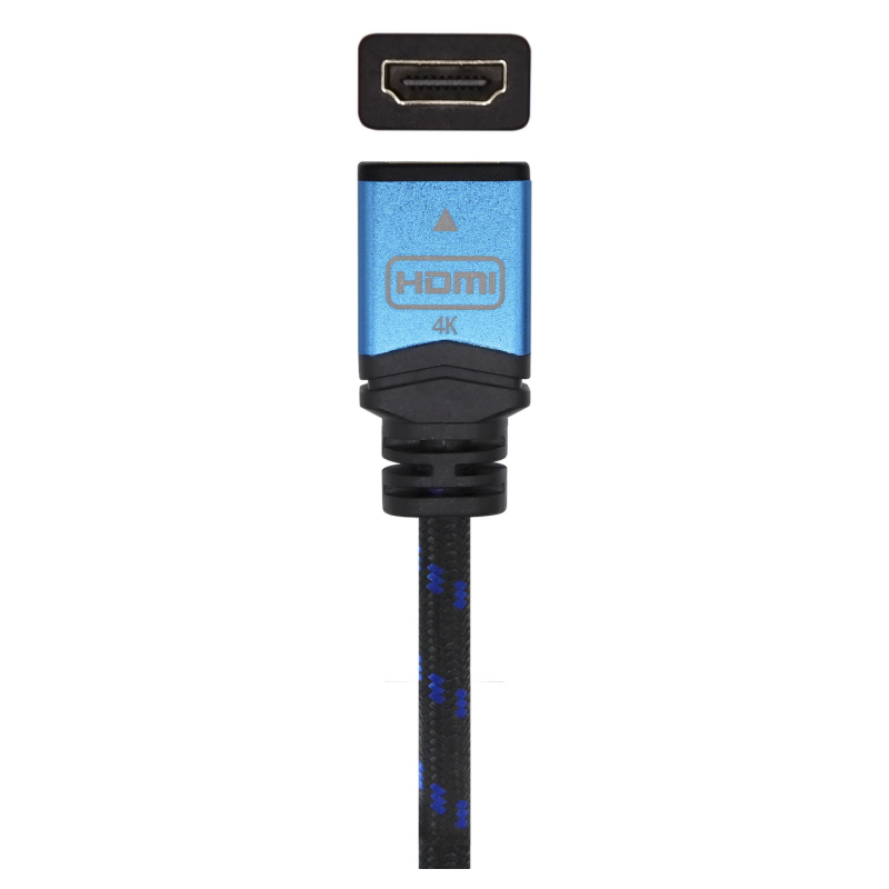 AISENS Cable HDMI V2.0 Prolongador Premium Alta Velocidad / HEC 4K@60Hz 18Gbps, A/M-A/H, Negro/Azul, 2.0m
