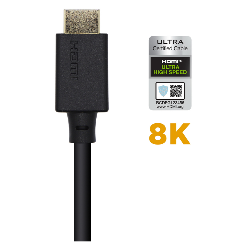AISENS Cable HDMI V2.1 Ultra Alta Velocidad / HEC Certificado 8k@60Hz 48Gbps, A/M-A/M, Negro, 1.5m
