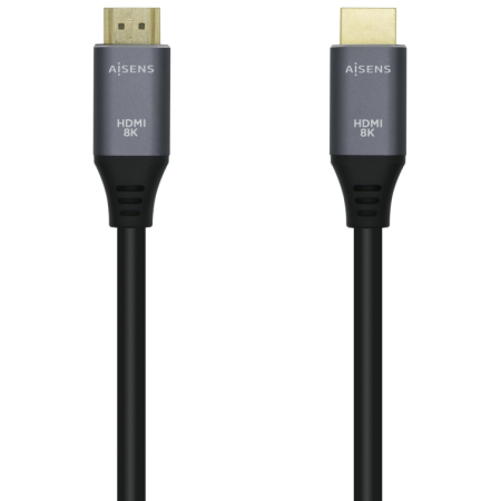 AISENS Cable HDMI V2.1 Ultra Alta Velocidad / HEC 8k@60Hz 48Gbps, A/M-A/M, Gris/Negro, 1.5m