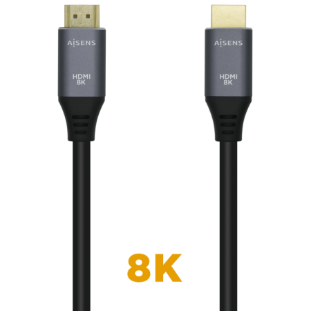AISENS Cable HDMI V2.1 Ultra Alta Velocidad / HEC 8k@60Hz 48Gbps, A/M-A/M, Gris/Negro, 1.5m