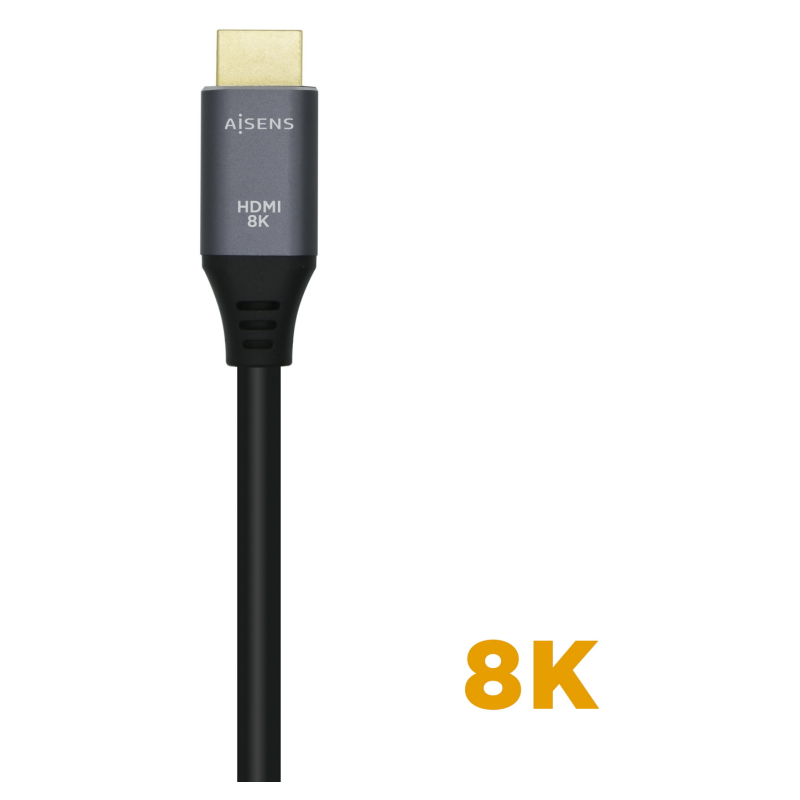 AISENS Cable HDMI V2.1 Ultra Alta Velocidad / HEC 8k@60Hz 48Gbps, A/M-A/M, Gris/Negro, 2.0m