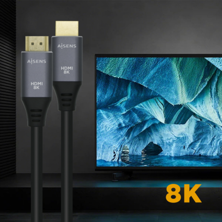AISENS Cable HDMI V2.1 Ultra Alta Velocidad / HEC 8k@60Hz 48Gbps, A/M-A/M, Gris/Negro, 2.0m