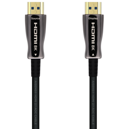AISENS Cable HDMI V2.1 AOC Ultra Alta Velocidad / HEC 8k@60Hz 4k@120Hz 4:4:4 48Gbps, A/M-A/M, Negro, 15m
