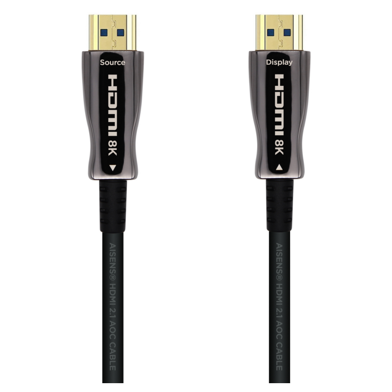 AISENS Cable HDMI V2.1 AOC Ultra Alta Velocidad / HEC 8k@60Hz 4k@120Hz 4:4:4 48Gbps, A/M-A/M, Negro, 25m