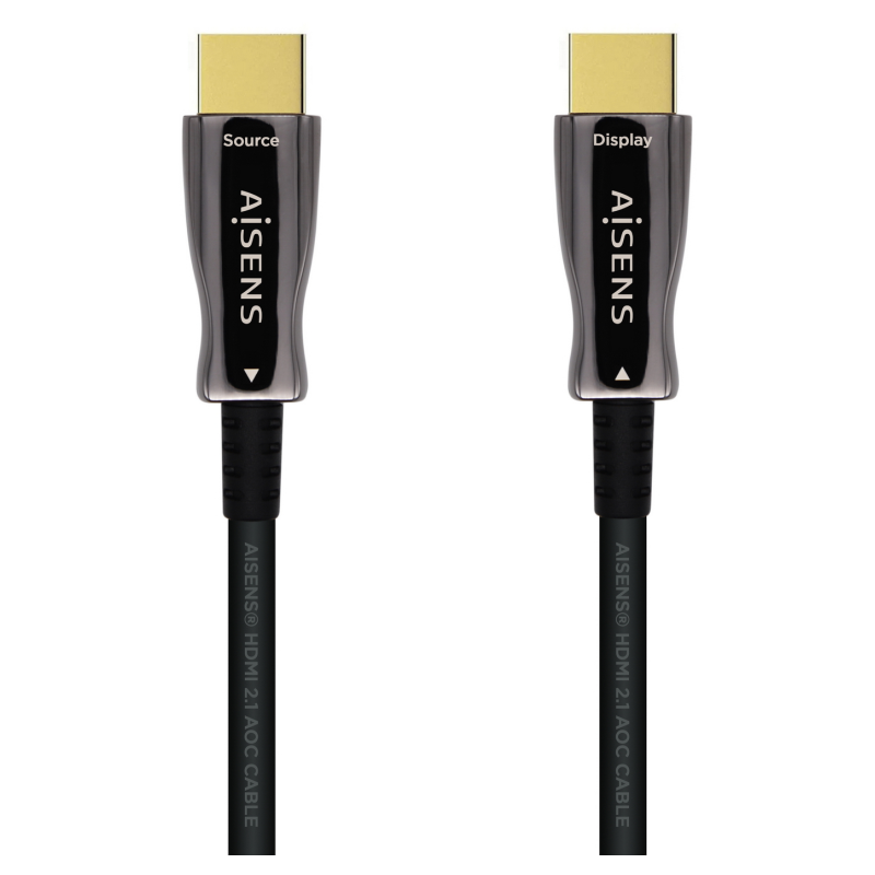 AISENS Cable HDMI V2.1 AOC Ultra Alta Velocidad / HEC 8k@60Hz 4k@120Hz 4:4:4 48Gbps, A/M-A/M, Negro, 25m