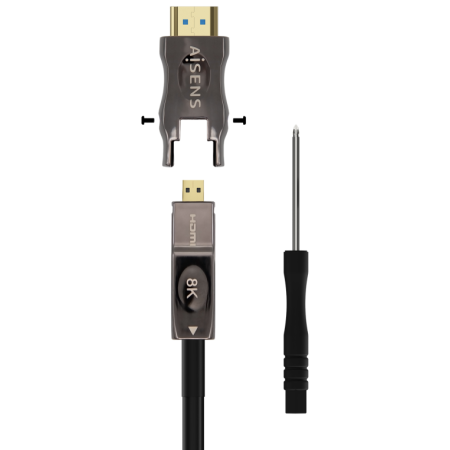 AISENS Cable Hdmi V2.1 AOC Desmontable Ultra Alta Velocidad / Hec 8K@60Hz 4K@120Hz 4:4:4 48Gbps, A/M-D/A/M, Negro, 20M