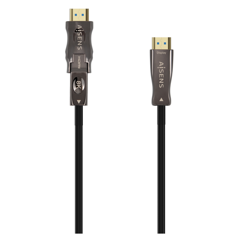 AISENS Cable Hdmi V2.1 AOC Desmontable Ultra Alta Velocidad / Hec 8K@60Hz 4K@120Hz 4:4:4 48Gbps, A/M-D/A/M, Negro, 30M