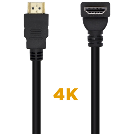 AISENS Cable HDMI V2.0 Acodado Premium Alta Velocidad / HEC 4K@60Hz 18Gbps, A/M-A/M, Negro, 1.0m