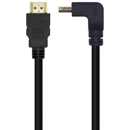 AISENS Cable HDMI V2.0 Acodado Premium Alta Velocidad / HEC 4K@60Hz 18Gbps, A/M-A/M, Negro, 2.0m