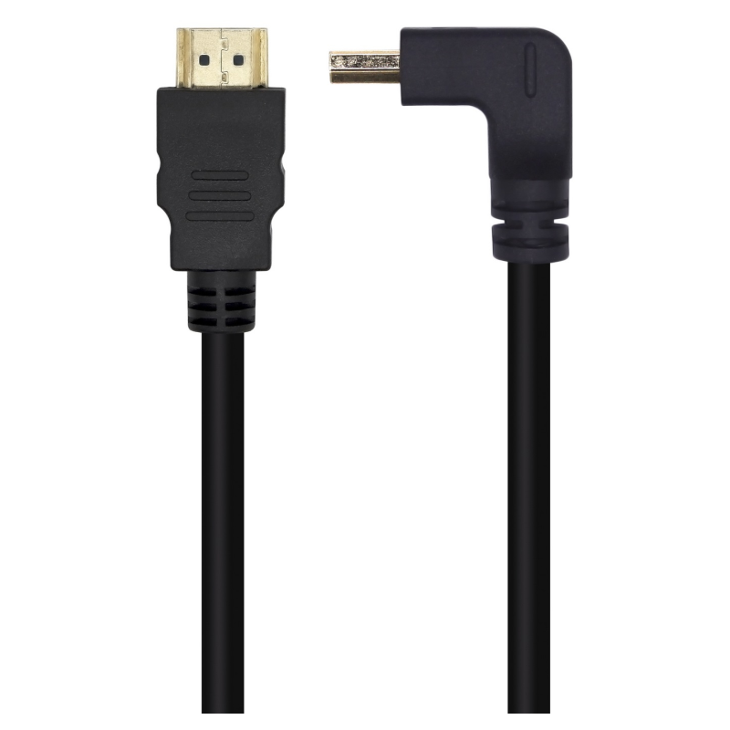 AISENS Cable HDMI V2.0 Acodado Premium Alta Velocidad / HEC 4K@60Hz 18Gbps, A/M-A/M, Negro, 2.0m