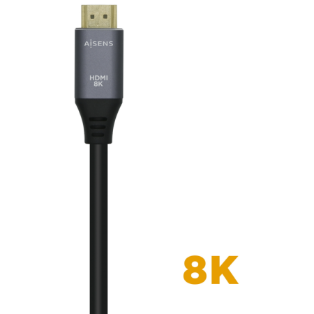 AISENS Cable HDMI V2.1 Ultra Alta Velocidad / HEC 8k@60Hz 48Gbps, A/M-A/M, Gris/Negro, 3.0m