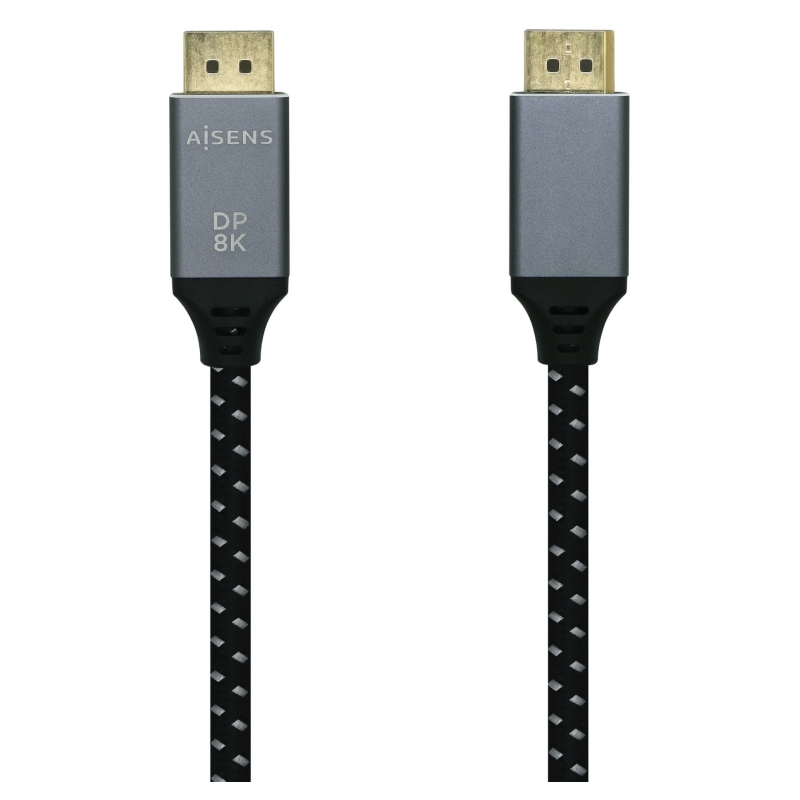 AISENS Cable Displayport V1.4 8k@60hz, DP/M-DP/M, Gris/Negro, 1.5m