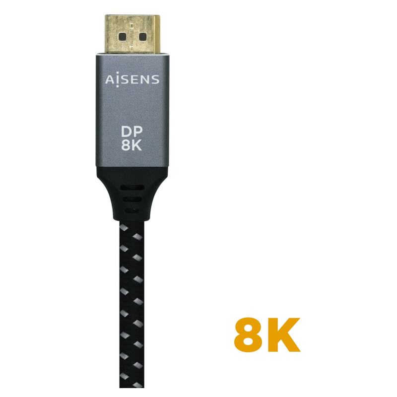AISENS Cable Displayport V1.4 8k@60hz, DP/M-DP/M, Gris/Negro, 1.5m