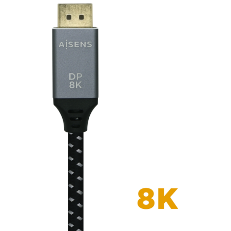 AISENS Cable Displayport V1.4 8k@60hz, DP/M-DP/M, Gris/Negro, 1.5m