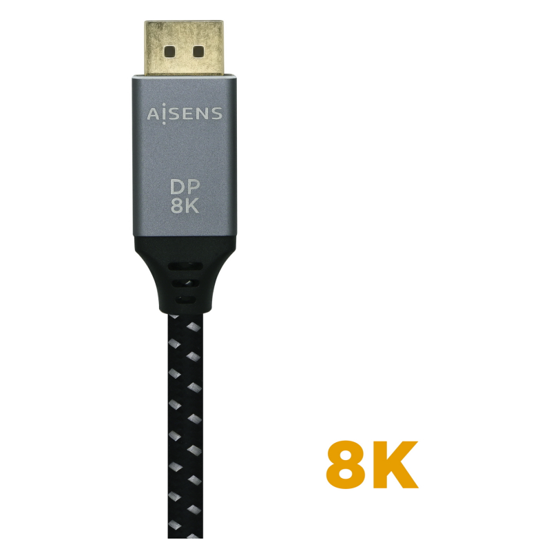 AISENS Cable Displayport V1.4 8k@60hz, DP/M-DP/M, Gris/Negro, 1.5m