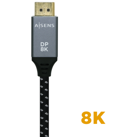 AISENS Cable Displayport V1.4 8k@60hz, DP/M-DP/M, Gris/Negro, 3.0m