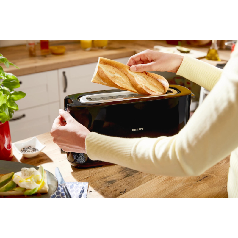 Philips Daily Collection HD2590/90 Tostadora - ranura larga, negro
