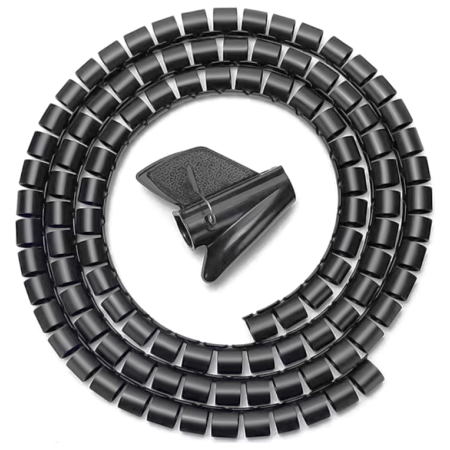 AISENS Organizador de cable en espiral 25mm, Negro, 1.0m
