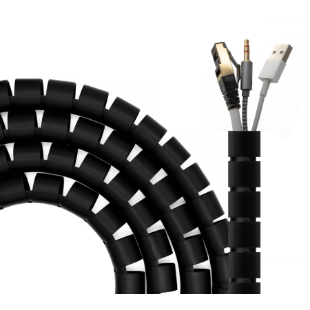AISENS Organizador De Cable En Espiral 25mm, Negro, 2.0 m