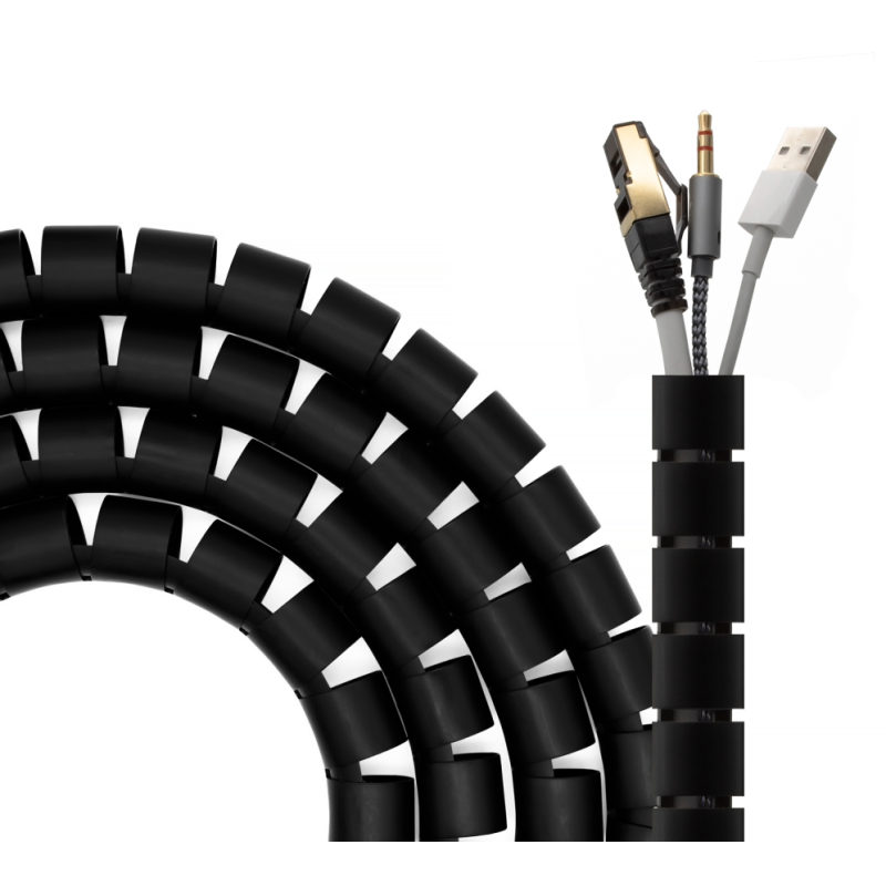 AISENS Organizador De Cable En Espiral 25mm, Negro, 2.0 m