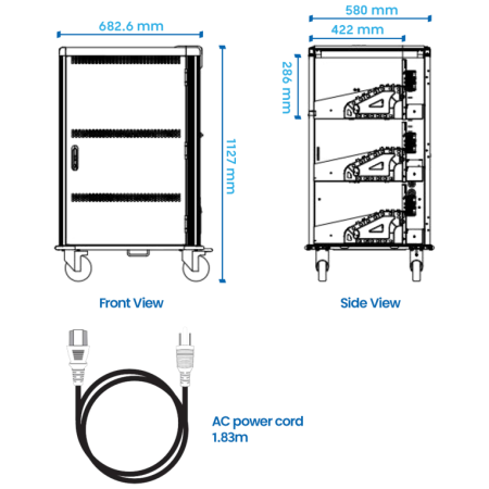 Ewent EW1701 carrito y armario de dispositivo portátil Armario de gestión y carga para dispositivos portátiles Negro, Gris