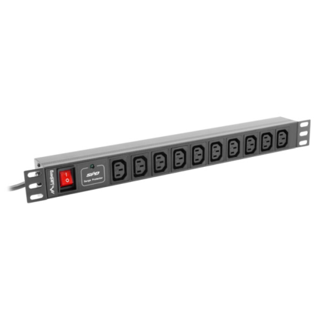 Lanberg PDU-10I-0200-IEC-BK unidad de distribución de energía (PDU) 10 salidas AC 1U Negro