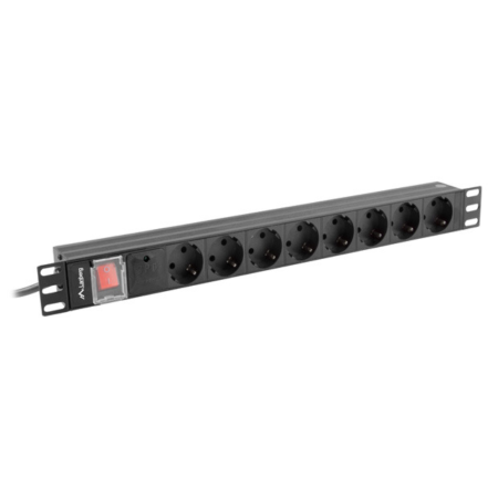 Lanberg PDU-08F-0200-BK unidad de distribución de energía (PDU) 8 salidas AC 1U Negro