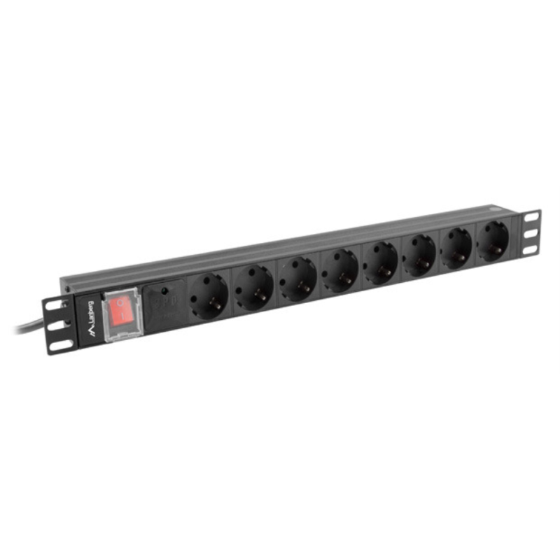 Lanberg PDU-08F-0200-BK unidad de distribución de energía (PDU) 8 salidas AC 1U Negro