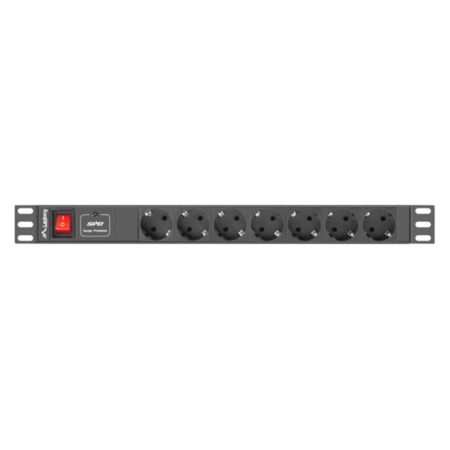 Lanberg PDU-07F-0200-IEC-BK unidad de distribución de energía (PDU) 7 salidas AC 1U Negro